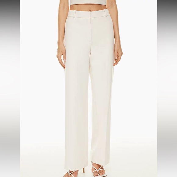 Aritzia Babaton Agency Linen Pant in Matte Pearl (White) New With Tags NWT - Picture 1 of 8